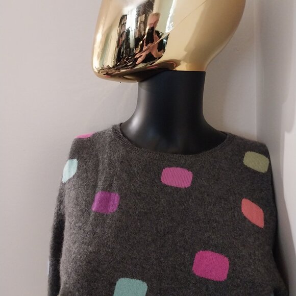 Modern Multi Color Cashmere 100% Long Sleeve   Multi  Colored Festive Sweater M - Picture 2 of 5